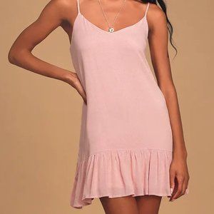 Blush Pink Ruffled Shift Dress
